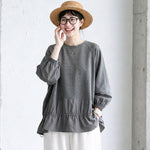 M～4XL 長袖 無地 切り替え ランタンスリーブ パーカー