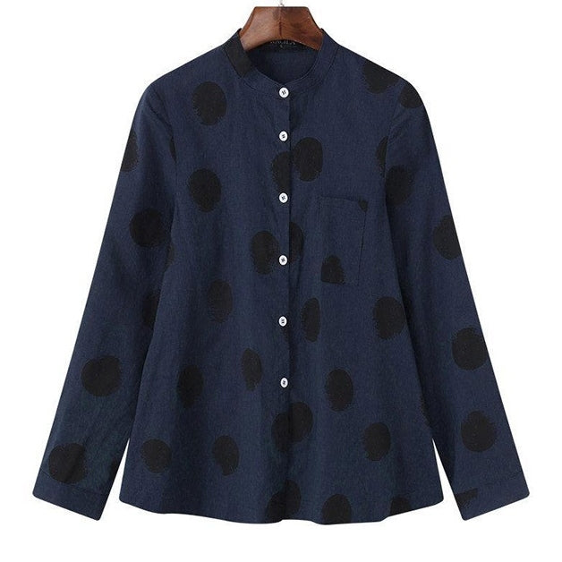 XS～5XL ドット柄 プリント ノーマルスリーブ 長袖 シャツ