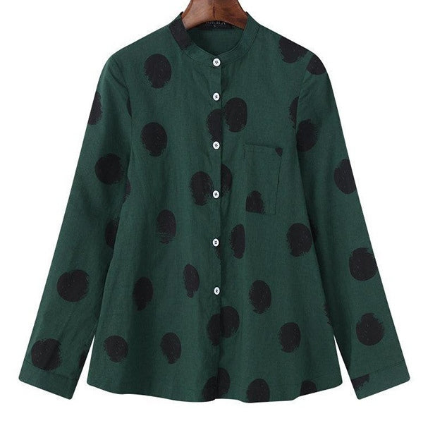 XS～5XL ドット柄 プリント ノーマルスリーブ 長袖 シャツ