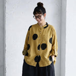XS～5XL ドット柄 プリント ノーマルスリーブ 長袖 シャツ