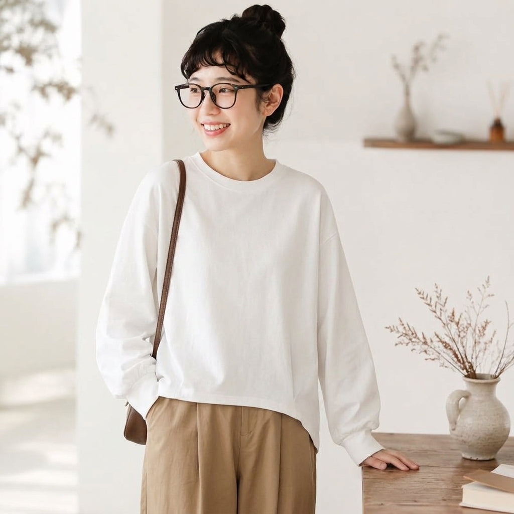 コットン テクスチャ 無地 Tシャツ