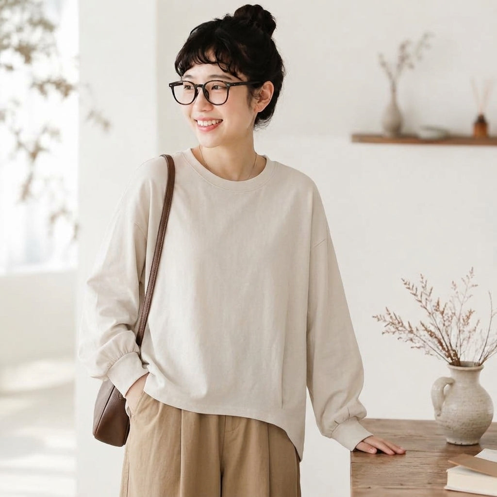 コットン テクスチャ 無地 Tシャツ
