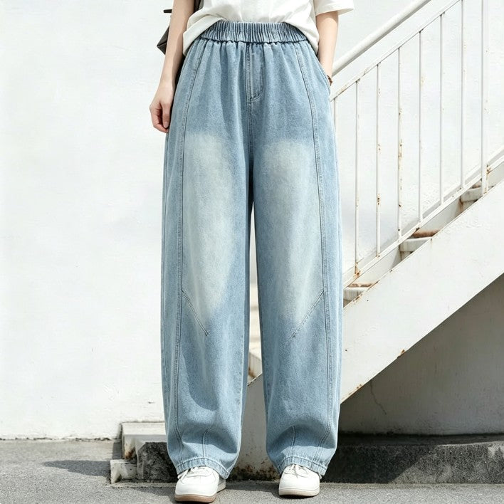 デニム ウエストゴム ハーレムパンツ