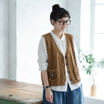 切り替え レトロ シングルブレスト Vネック ノースリーブ ベスト