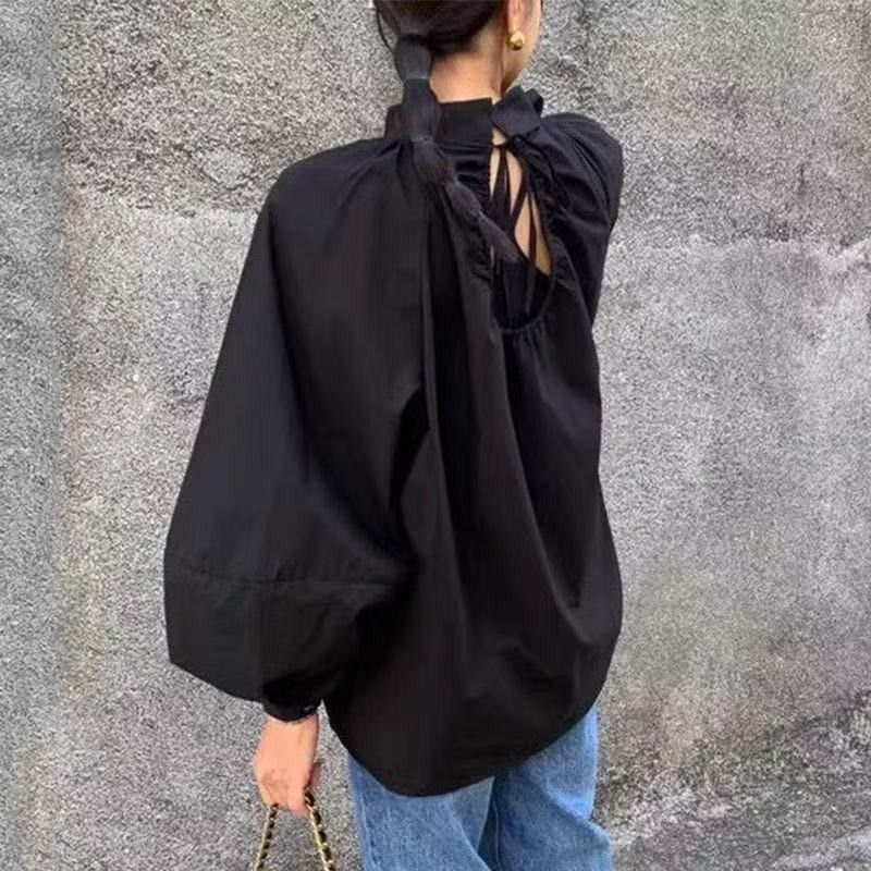 コットン ビッグシルエット ボウタイ シャツ
