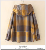XL～4XL チェック柄 長袖 フード付き Tシャツ