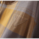 XL～4XL チェック柄 長袖 フード付き Tシャツ