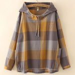 XL～4XL チェック柄 長袖 フード付き Tシャツ