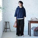 七分袖フードトップス＆ロングパンツ 単品・2点セット