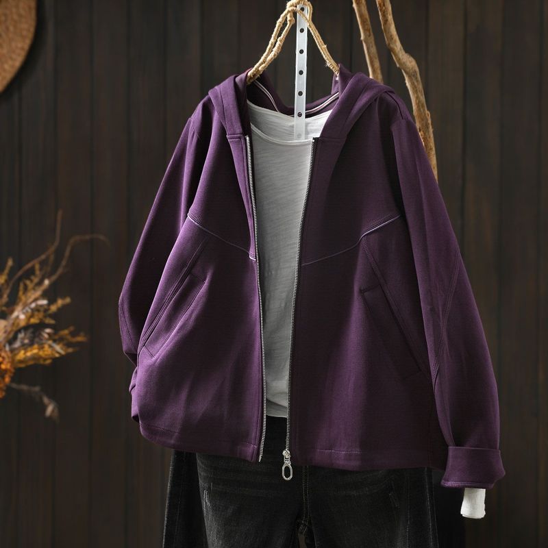 L～5XL フード付き 前開きポケット付き ゆったりシルエット 長袖ジャケット