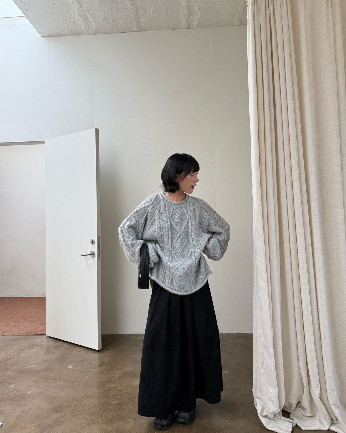 切り替え Aライン 無地 レトロ スカート