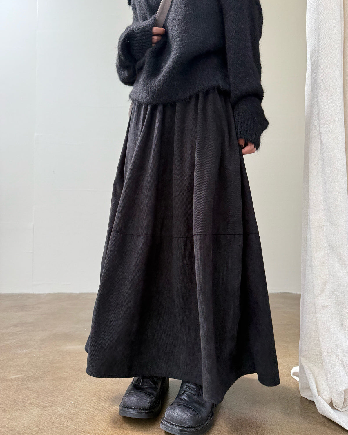 切り替え Aライン 無地 レトロ スカート