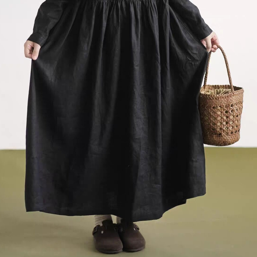 コットン フリルカラー カジュアルワンピース
