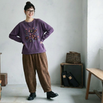プリント 長袖 ラウンドネック Tシャツ