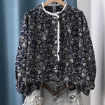 花柄 レース 長袖 プリント シャツ