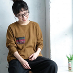 切り替え ポケット付き ドローコード付き 長袖 ラウンドネック パーカー