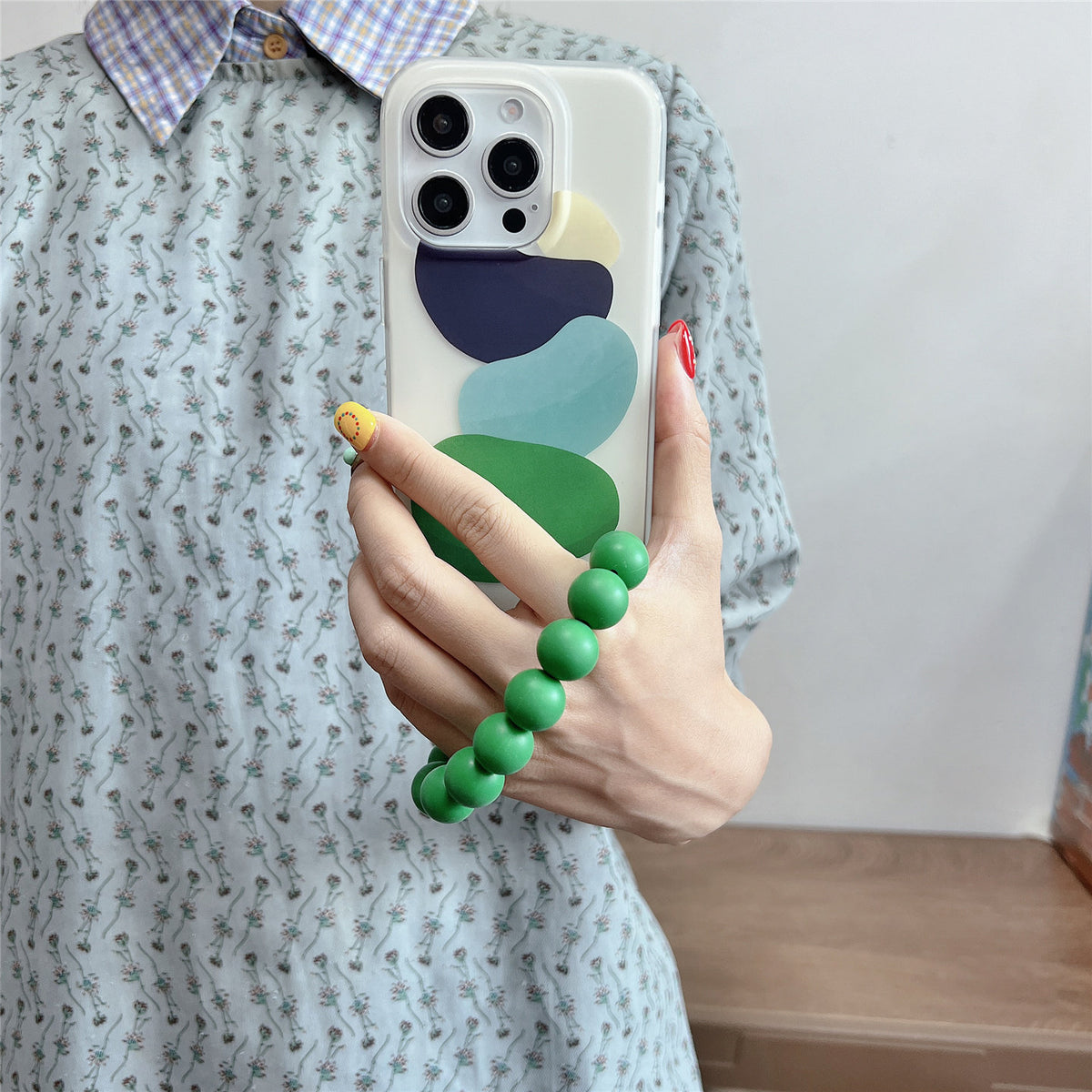 ストラップ付き アート柄 スマホケース＆スマホリングストラップ