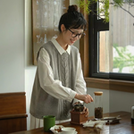 ノースリーブ ニット ラウンドネック 無地 レトロ ベスト