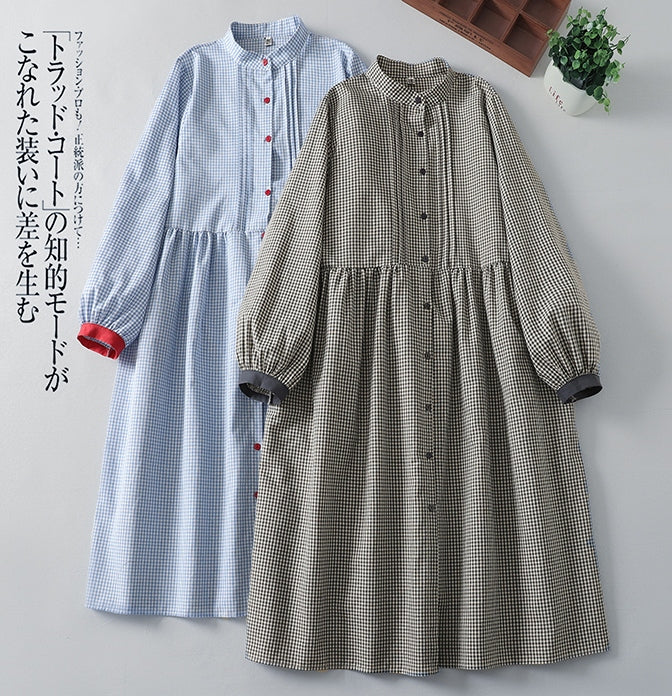 チェック柄 ロングワンピース