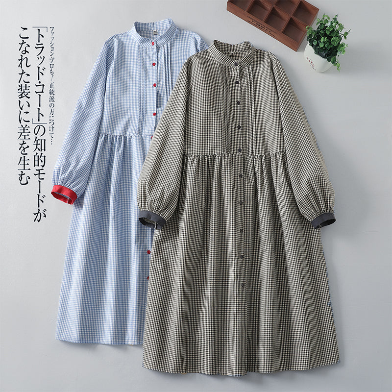 チェック柄 ロングワンピース
