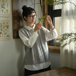 ノースリーブ ニット ラウンドネック 無地 レトロ ベスト