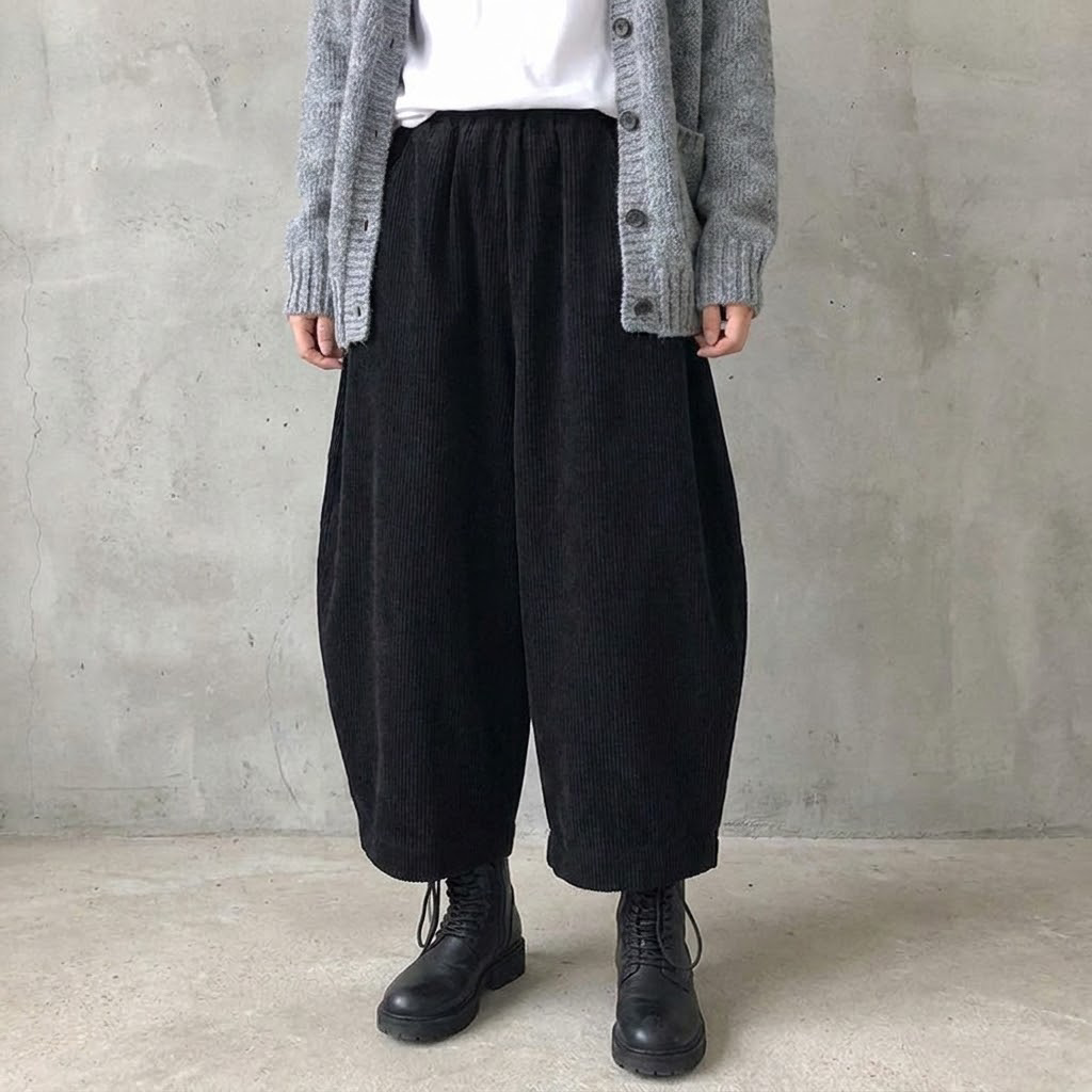 アンクル丈 レトロ 無地 パンツ