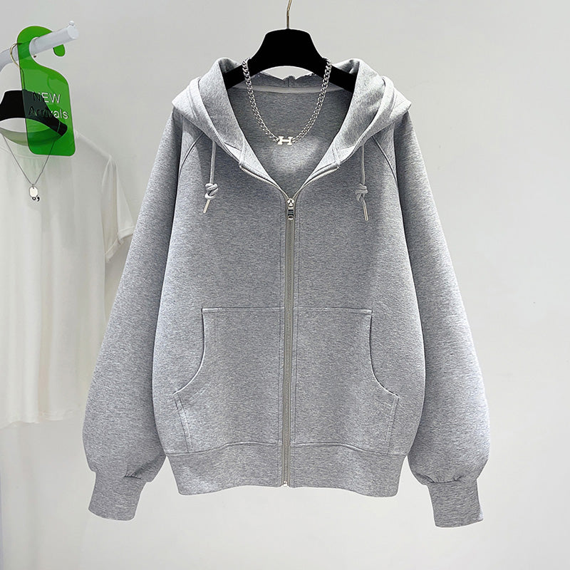 S～5XL 無地 ファスナー カーディガン