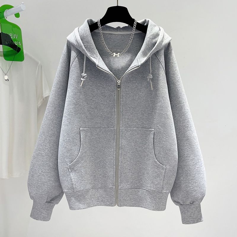 S～5XL 無地 ファスナー カーディガン
