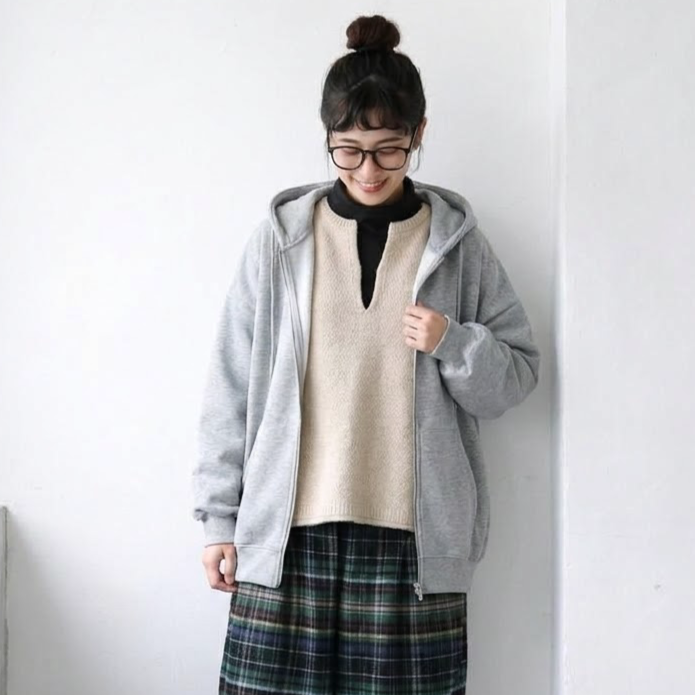 S～5XL 無地 ファスナー カーディガン