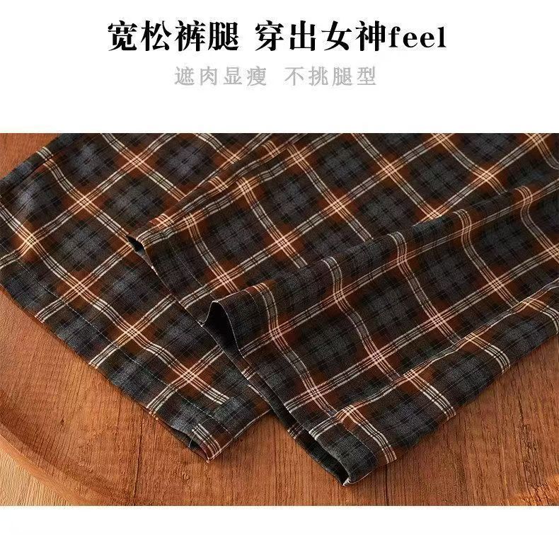 M～5XL ポケット付き チェック柄 パンツ