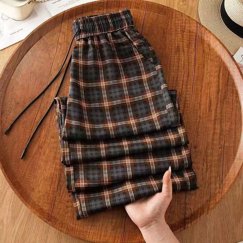 M～5XL ポケット付き チェック柄 パンツ