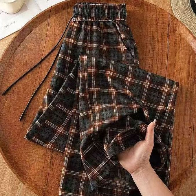 M～5XL ポケット付き チェック柄 パンツ