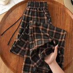 M～5XL ポケット付き チェック柄 パンツ
