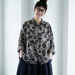 M～4XL そっと咲く花模様のブラウス
