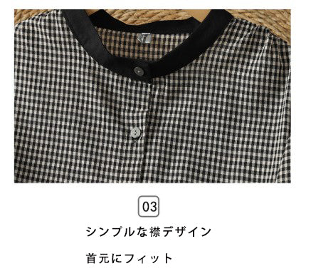 チェック柄 ギャザー ロングワンピース