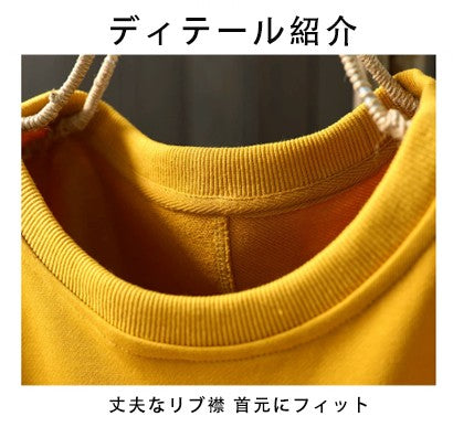 ラウンドネック ワッペン 切り替えデザイン ポケット付き 長袖Ｔシャツ