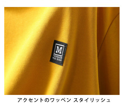 ラウンドネック ワッペン 切り替えデザイン ポケット付き 長袖Ｔシャツ