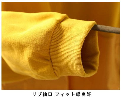 ラウンドネック ワッペン 切り替えデザイン ポケット付き 長袖Ｔシャツ