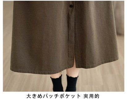 前ボタン ポケット付き ノースリーブ ギャザー ワンピース