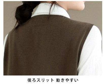 前ボタン ポケット付き ノースリーブ ギャザー ワンピース