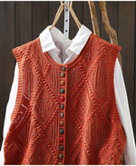 無地 ボタン ニット コットン ベスト