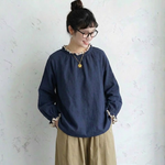 L～4XL 切り替え 花柄 長袖 シャツ