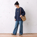 L～4XL 切り替え 花柄 長袖 シャツ