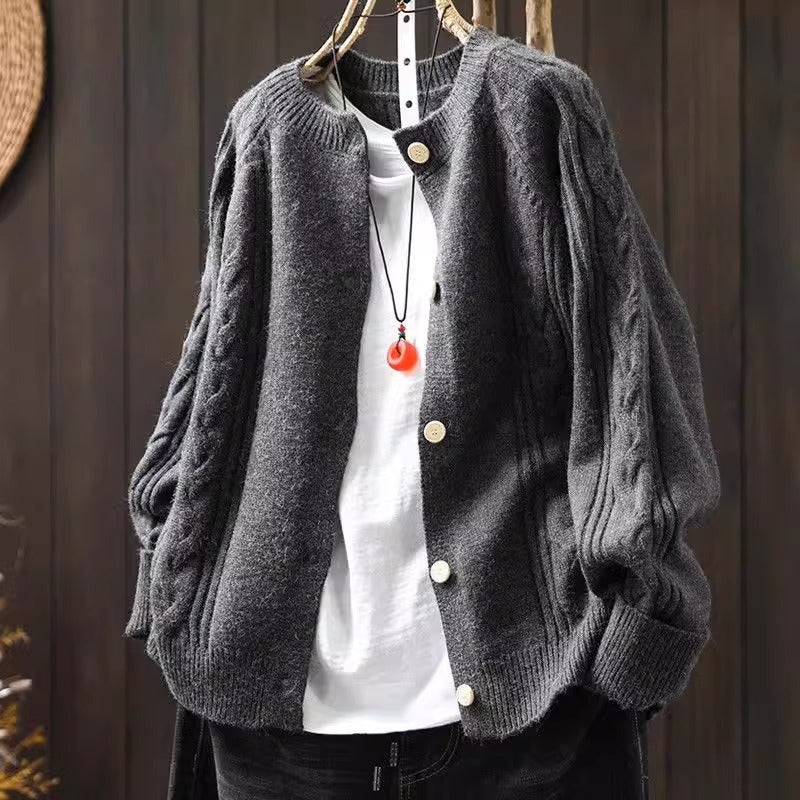 5色展開｜クルーネック 前ボタンカーディガン