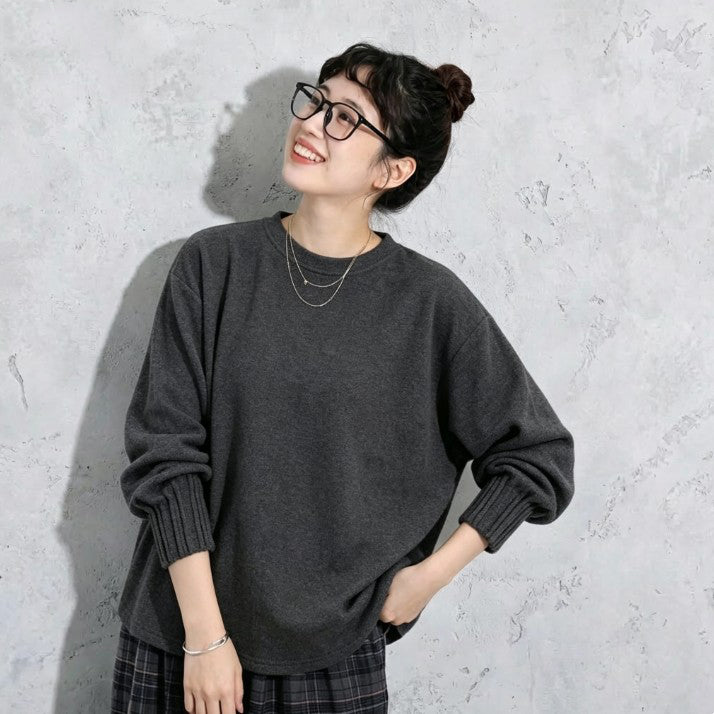 M～4XL 無地 切り替え 長袖 中縫い Tシャツ