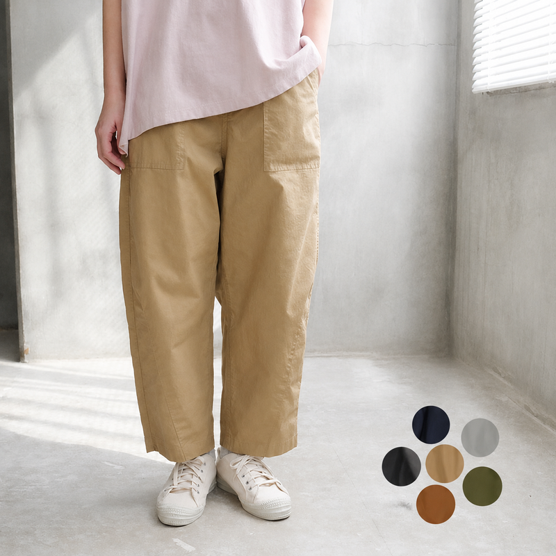 S～4L コットン ハイウエストパンツ