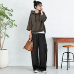 七分袖フードトップス＆ロングパンツ 単品・2点セット