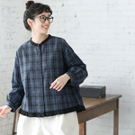 チェック柄 ボタン開き 長袖 シャツ