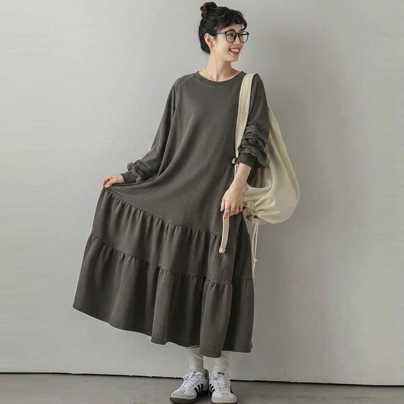 4色展開｜薄手・裏起毛 バルーン袖ワンピース