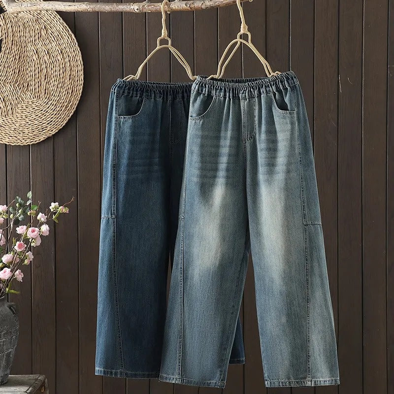 2色展開｜ハイウエスト ワイドデニムパンツ
